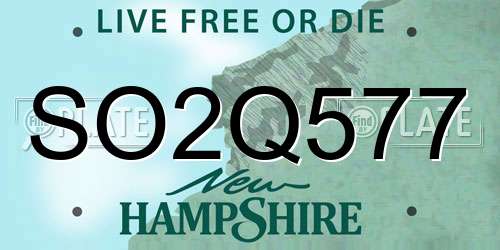 SO2Q577 New Hampshire License Plate