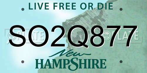SO2Q877 New Hampshire License Plate
