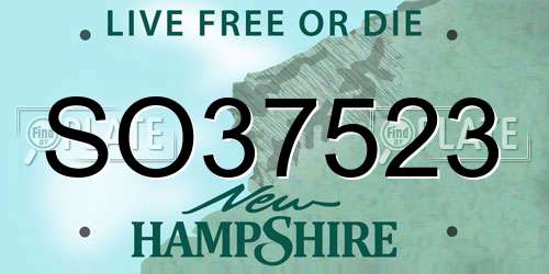SO37523 New Hampshire License Plate