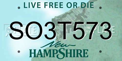 SO3T573 New Hampshire License Plate