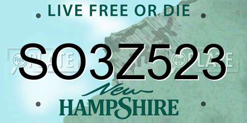 SO3Z523 New Hampshire License Plate