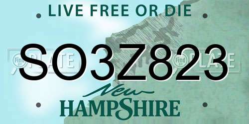 SO3Z823 New Hampshire License Plate