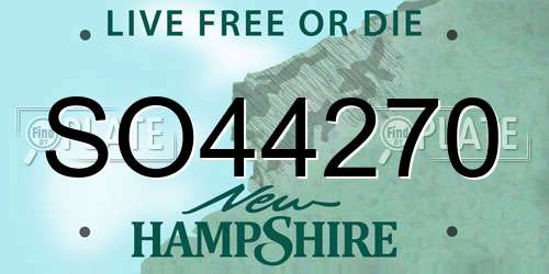SO44270 New Hampshire License Plate