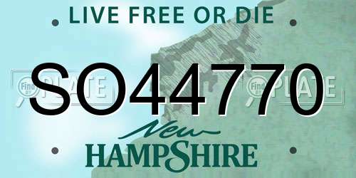 SO44770 New Hampshire License Plate