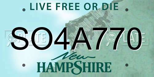 SO4A770 New Hampshire License Plate