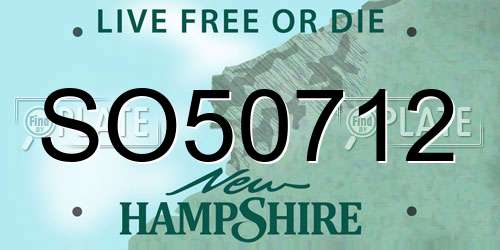 SO50712 New Hampshire License Plate