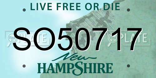 SO50717 New Hampshire License Plate