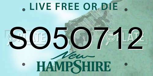 SO5O712 New Hampshire License Plate