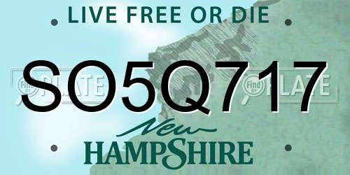 SO5Q717 New Hampshire License Plate