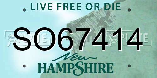 SO67414 New Hampshire License Plate