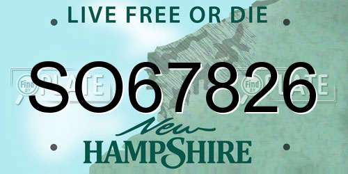 SO67826 New Hampshire License Plate