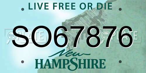 SO67876 New Hampshire License Plate