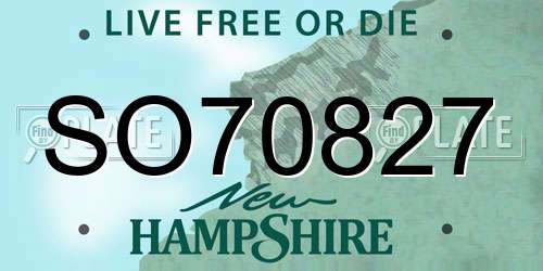 SO70827 New Hampshire License Plate