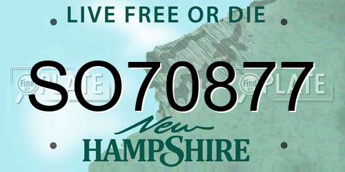 SO70877 New Hampshire License Plate