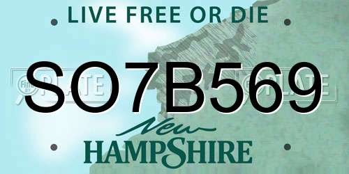 SO7B569 New Hampshire License Plate