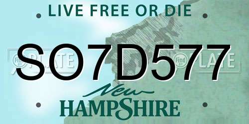SO7D577 New Hampshire License Plate