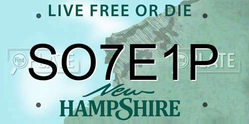 SO7E1P New Hampshire License Plate