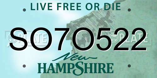 SO7O522 New Hampshire License Plate
