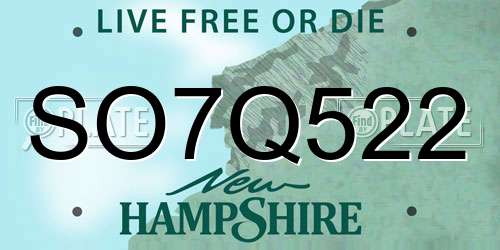 SO7Q522 New Hampshire License Plate
