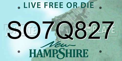 SO7Q827 New Hampshire License Plate