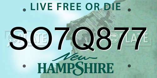 SO7Q877 New Hampshire License Plate