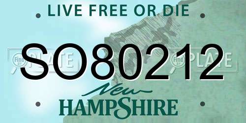 SO80212 New Hampshire License Plate