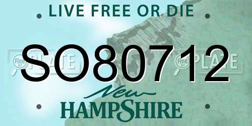 SO80712 New Hampshire License Plate