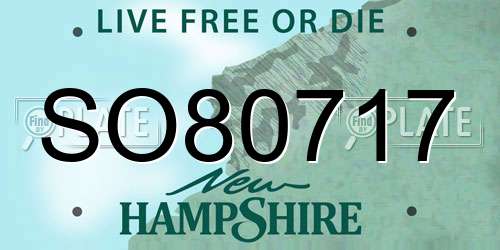 SO80717 New Hampshire License Plate