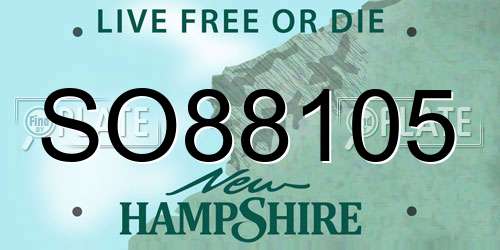 SO88105 New Hampshire License Plate