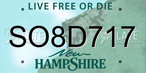 SO8D717 New Hampshire License Plate