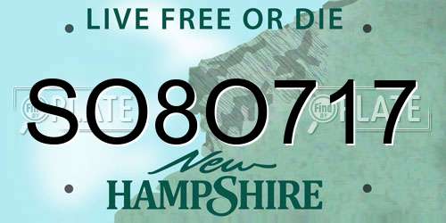 SO8O717 New Hampshire License Plate