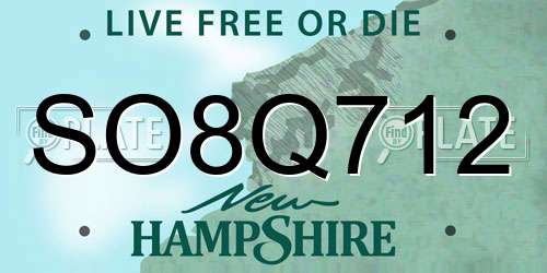 SO8Q712 New Hampshire License Plate