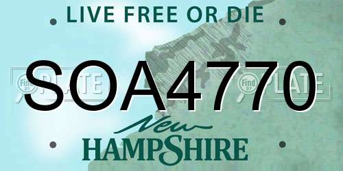 SOA4770 New Hampshire License Plate