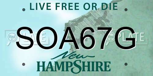 SOA67G New Hampshire License Plate