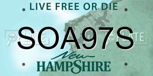 SOA97S New Hampshire License Plate