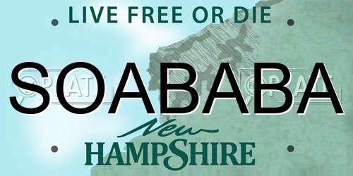 SOABABA New Hampshire License Plate