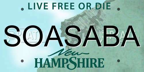 SOASABA New Hampshire License Plate