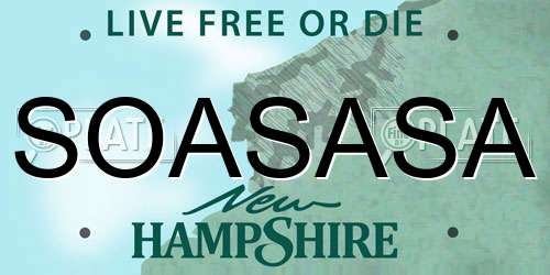 SOASASA New Hampshire License Plate