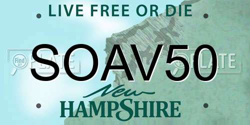 SOAV50 New Hampshire License Plate