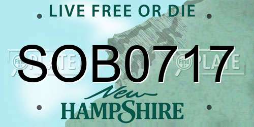SOB0717 New Hampshire License Plate