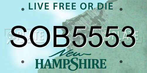 SOB5553 New Hampshire License Plate