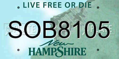SOB8105 New Hampshire License Plate