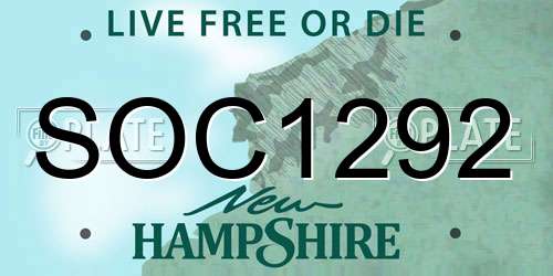 SOC1292 New Hampshire License Plate