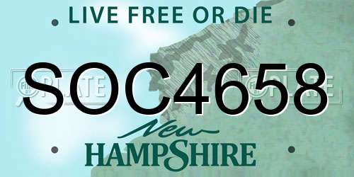 SOC4658 New Hampshire License Plate