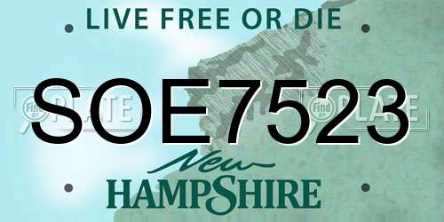 SOE7523 New Hampshire License Plate