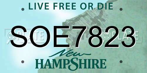 SOE7823 New Hampshire License Plate