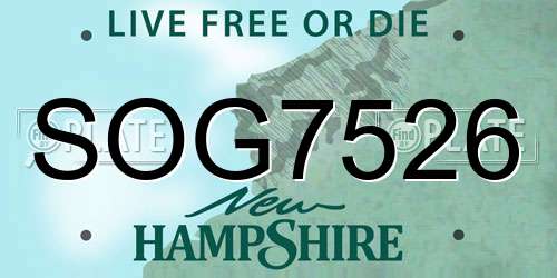 SOG7526 New Hampshire License Plate