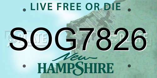 SOG7826 New Hampshire License Plate