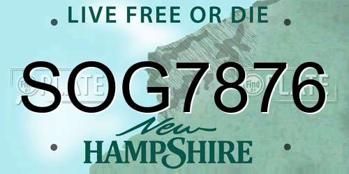 SOG7876 New Hampshire License Plate