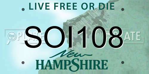 SOI108 New Hampshire License Plate